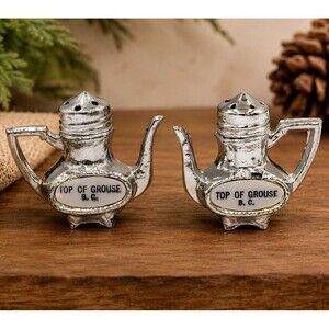 VTG Made In Japan Teapot Salt & Pepper Shakers Top Of Grouse BC Canada Set 2"